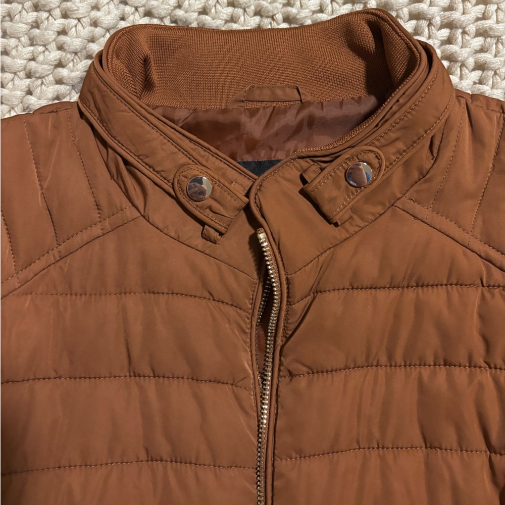 New York & Company Brown Quilted Puffer Jacket